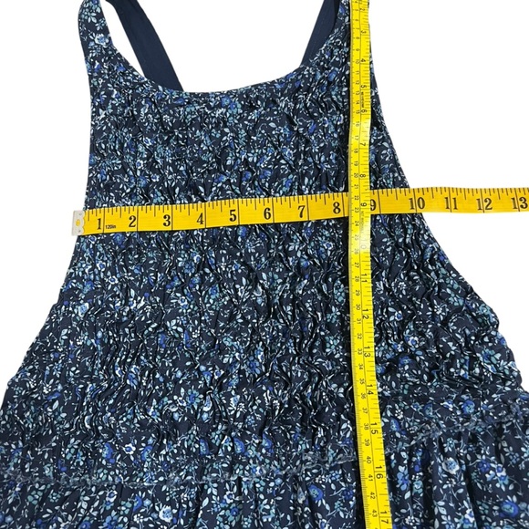 Free People Petunia Smocked Mini Jumper Dress Floral Open Back Blue Summer Sz XS - Picture 11 of 16